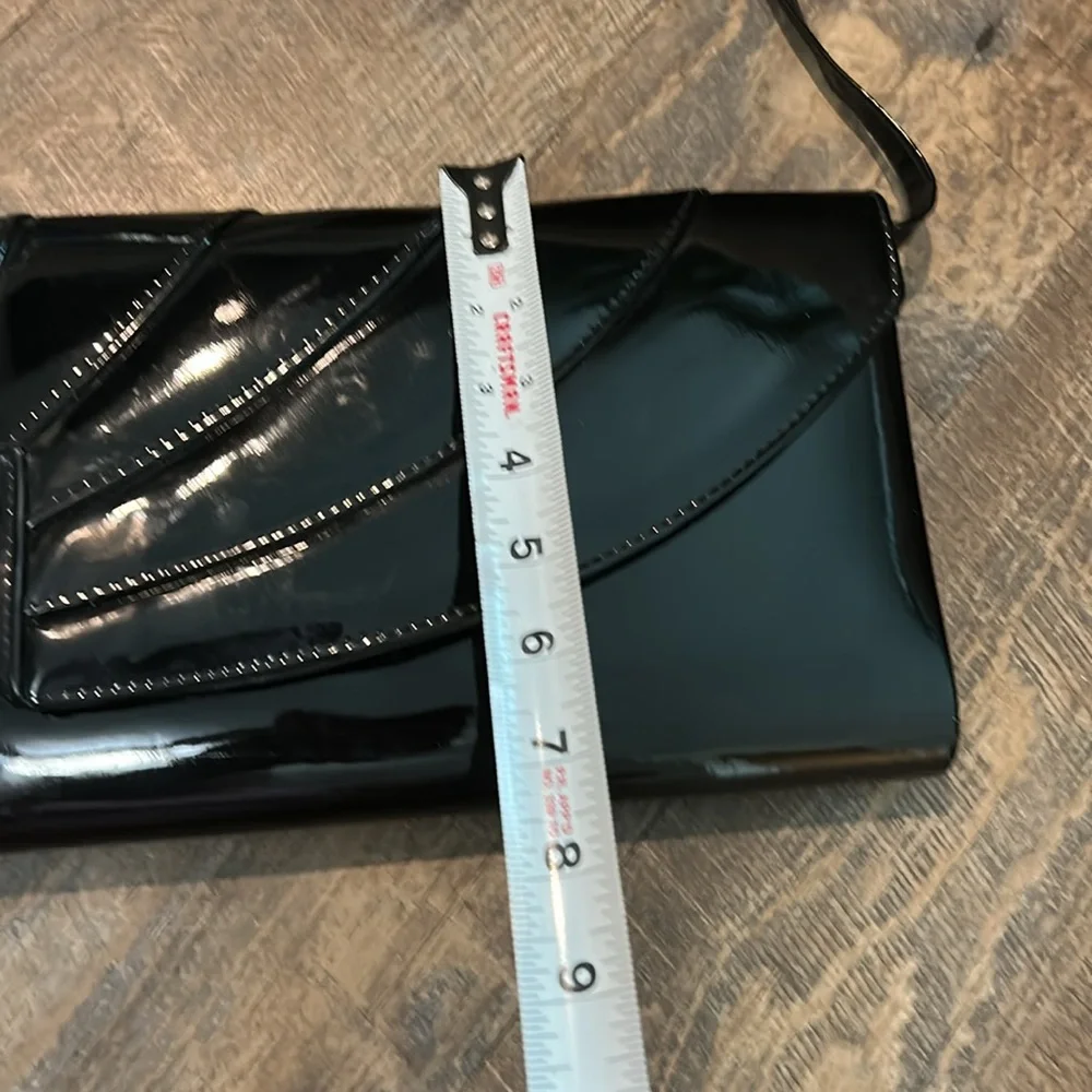 La Regale faux patent‎ black leather shoulder bag /clutch Vintage